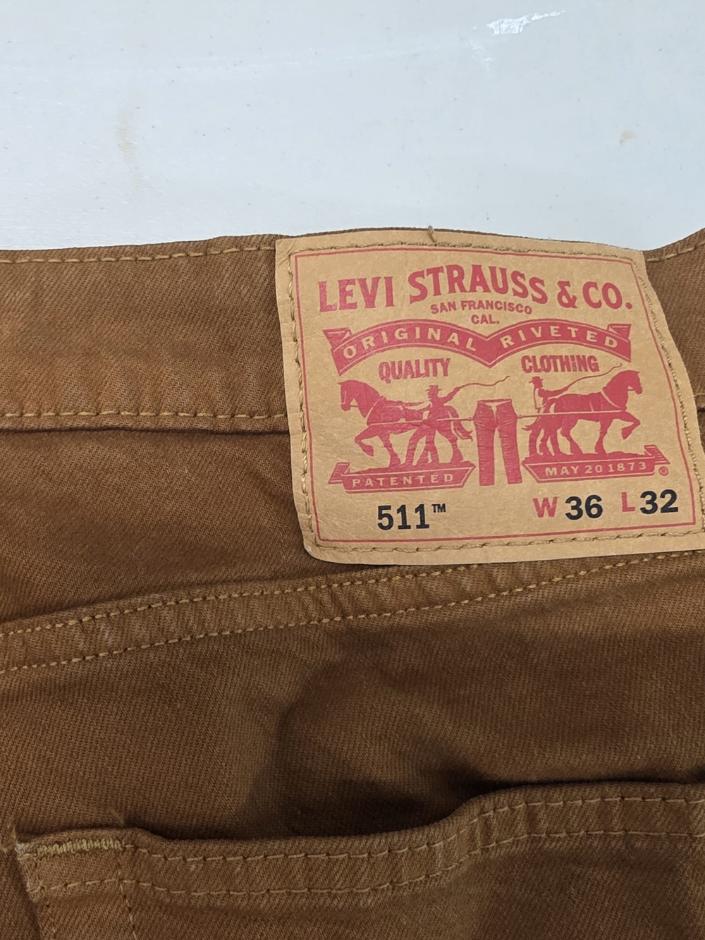 Levi's 514 Brown Denim Jeans Men's Size 36x32 - Picture 6 of 7